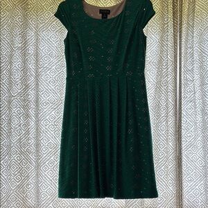 Enfocus Studio Green A-Line Flutter Sleeve Midi Dress